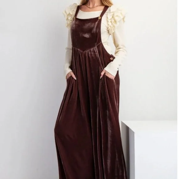 Easel Brown Wide-leg Jumpsuit - Picture 3 of 5